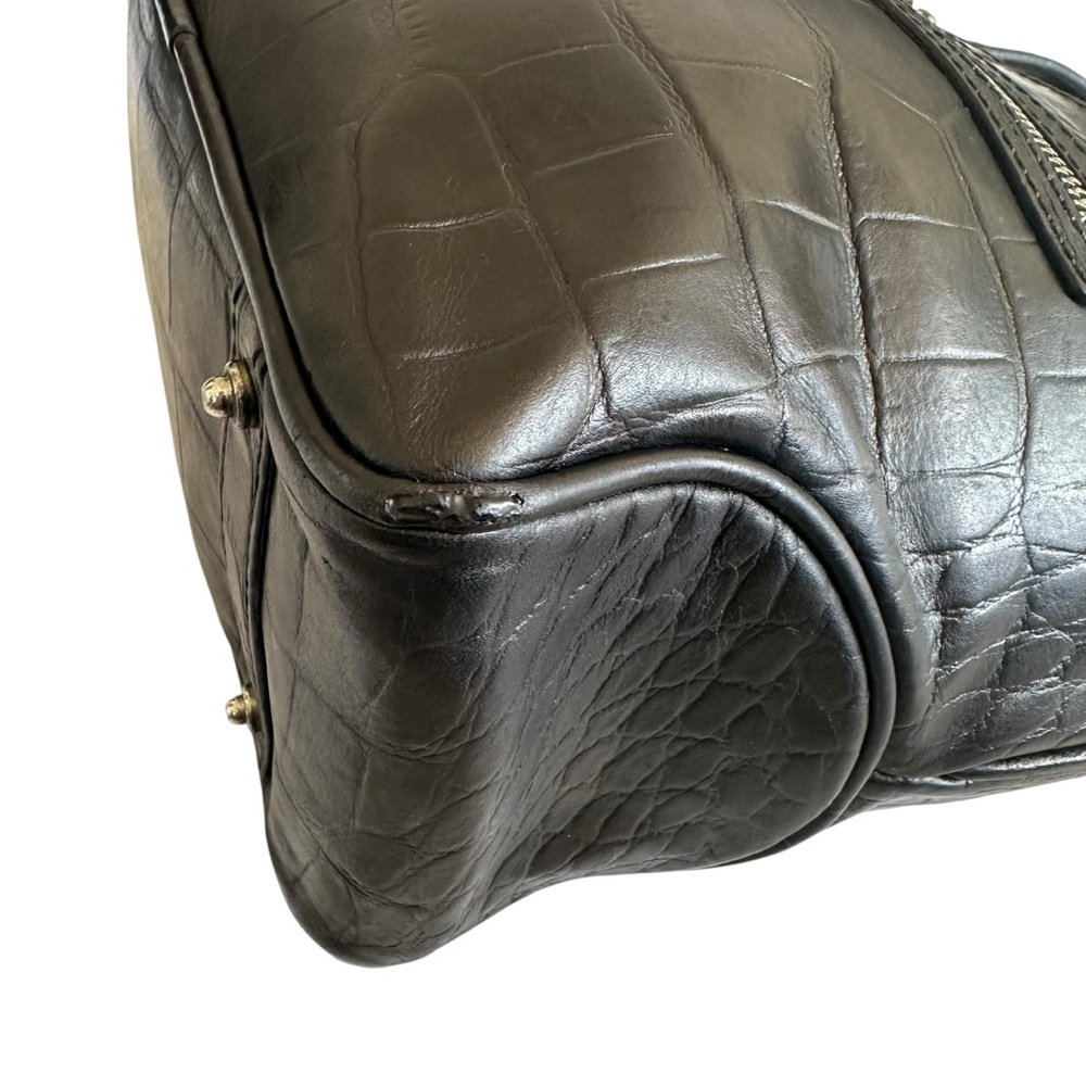Dooney & Bourke Crocodile Embossed Black Leather Small Tote Shoulder Bag - Picture 4 of 15